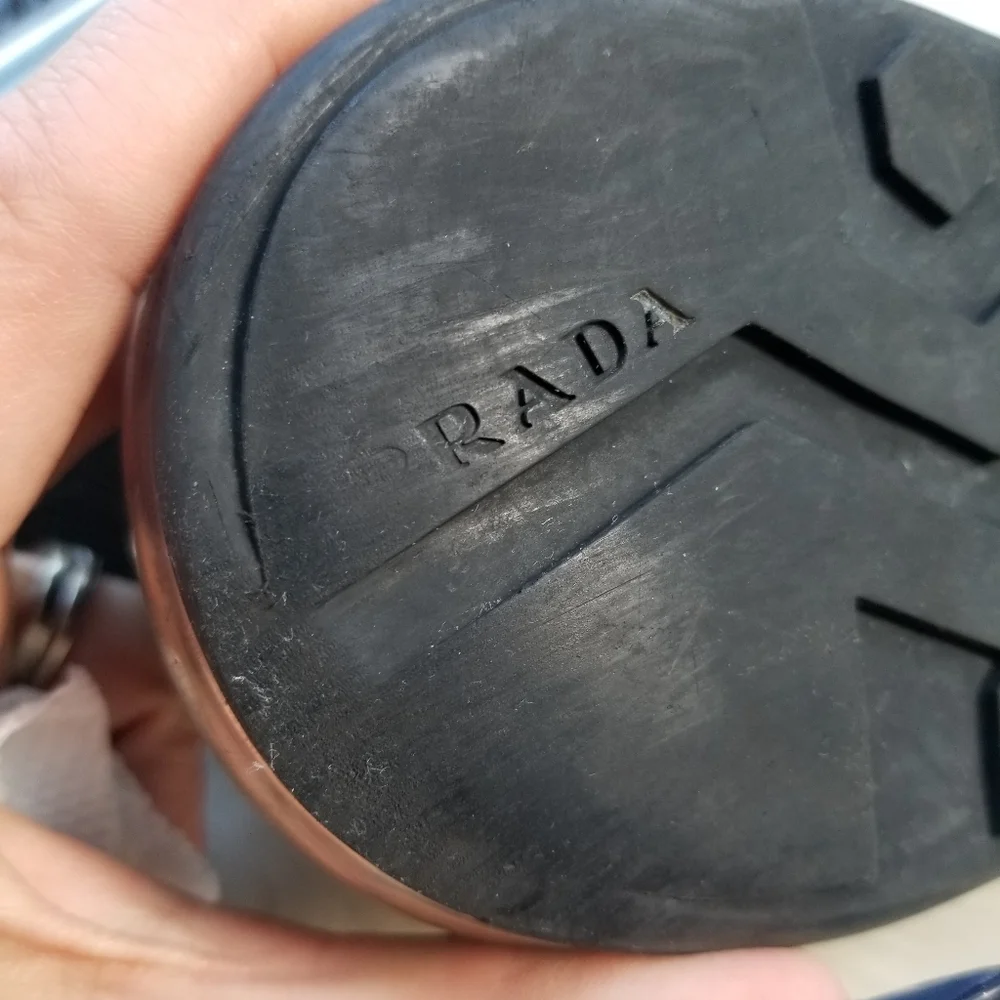 Prada Brushed Leather Transparent Sole Loafer Navy